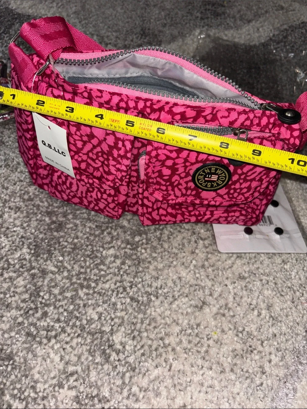Hot Pink Patterned Kids Crossbody Bag with Adjustable Strap &